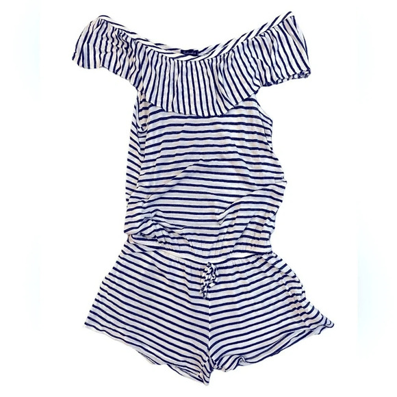 Splendid xs blue & white striped off the shoulder romper excellent condition - Picture 5 of 5